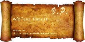 Vécsi Patrik névjegykártya